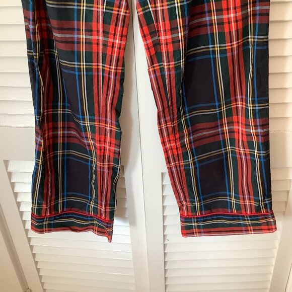 J. Crew women's pajama set shirt long pants XS buttonup plaid red black holiday - Picture 10 of 15